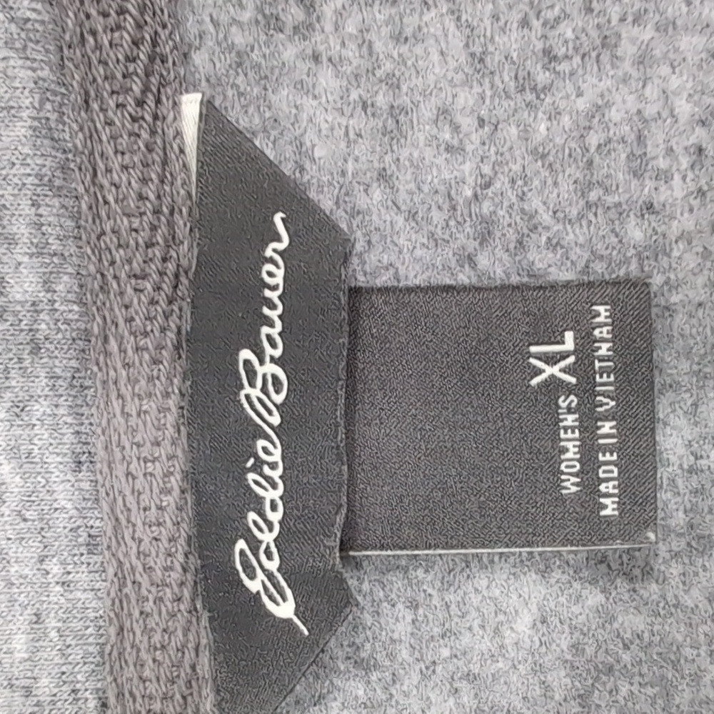 Eddie Bauer full zip hoodie sweatshirt jacket, gray, women's XL, thumb holes - Picture 12 of 14